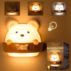 Cute Bear Night Light Girls Baby Boy Toddler Gifts Portable USB Charging Reading Sleeping Relaxing   Lamp(US Customers)