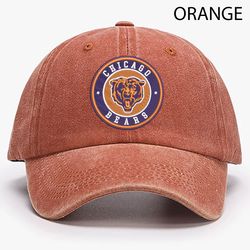 NFL Chicago Bears Embroidered Distressed Hat, NFL Bears Logo Embroidered Hat, NFLFootball Team Vintage Hat