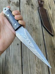 Custom Handmade Hand Forged Damascus Steel Hunting Dagger Knife Fix Blade Knife