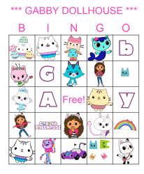 Gabby Dollhouse Bingo Cards Printable,Bingo Party Game,50 unique bingo cards,digital download Pdf