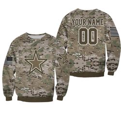 Dallas Cowboys Camouflage Pattern 3D Personalized Sweater All-Over Print