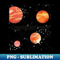 Watercolor galaxy of red orange planets - PNG Sublimation Digital Download - Add a Festive Touch to Every Day