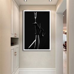 Woman Wine Glass Canvas Print, High Heels And Goblet, Ready To Hang Canvas Painting, Sexy Canvas Gift, Canvas Print, Mod