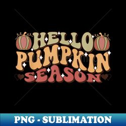 Hello Pumpkin Season Wavy Groovy Thanksgiving Graphic - Modern Sublimation PNG File - Capture Imagination with Every Detail