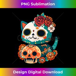 Cute Kawaii Skeleton Cat Sugar Skull Mexican Floral Flower - Vibrant Sublimation Digital Download - Chic, Bold, and Uncompromising