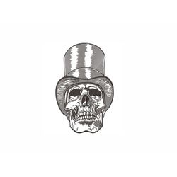 Skull in a Hat Machine Embroidery Design. 7 Sizes. Skull Embroidery Design
