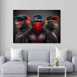 Funny Monkey Animal Canvas, Super Awesome HD Print for Living Room Decoration, Modern Trend Canvas Prints