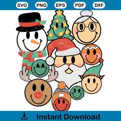 Christmas Smiley Faces Santa Friends PNG Download File