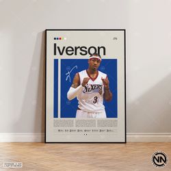 Allen Iverson Canvas, Philadelphia 76ers Print, NBA Canvas, Sports Canvas, Modern Sports Art, Basketball Gift, Sports Be
