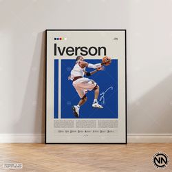 Allen Iverson Canvas, Philadelphia 76ers Print, NBA Canvas, Sports Canvas, Modern Sports Art, Basketball Gift, Sports Be