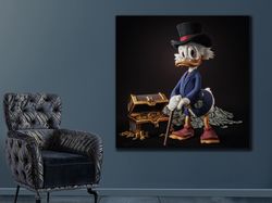 Canvas Prints Art Luxury Donald Duck Fashion Cartoon Pictures Home Decor Wall Art Painting Posters , Duck and Dollar Can