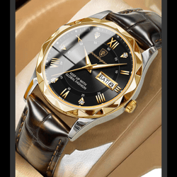 Man Wristwatch Waterproof Luminous Date Week Men Watch For Men Quartz Clock Leather Men's Watches