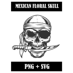 Mexican Floral skull svg, skull with Mexican Floral silhouette, Mexican Floral skull clipart,Mexican floral skeleton svg