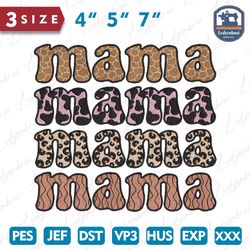 Floral Retro Mama Embroidery, Happy Mothers Day Embroidery Design