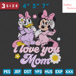 Mouse Cartoon Character Embroidery Design, Mothers Day Embroidery