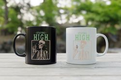 Funny Cannabis Coffee Mug 1, Skeleton Stoner Gifts for him, Pothead Cup