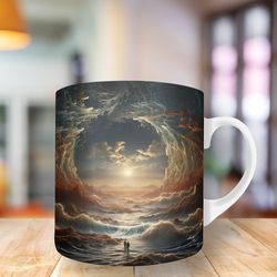 3D landscape ocean sun Mug, 11oz And 15oz Mug, Mug Design