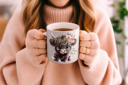 Cute Highland Baby Cow Mug, Gift for Cow Lovers, Cow Gifts for Her