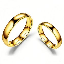 4mm & 6mm Stainless Steel Couple Rings in Gold & Silver Colors | Retro Wedding Jewelry for Women & Men | Perfect Gift WC