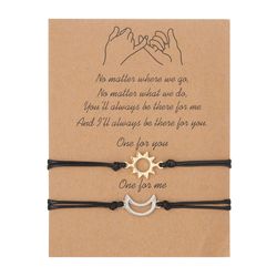 Handmade Braided Rope Bracelets: Adjustable Sun Moon Couple Jewelry for Women, Men, Girls - Valentine's Day Gift