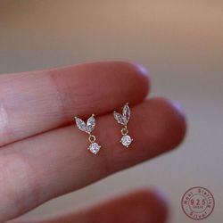 925 Sterling Silver Crystal Bud Stud Earrings: Elegant Women's Wedding Party Jewelry Gift
