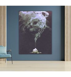 Skull Candle Canvas Art, Gothic Home Decor, Halloween