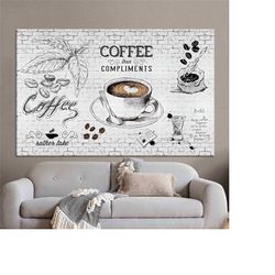 Canvas, Kitchen Canvas, Canvas Gift, Abstract Art Canvas, Coffee Canvas Poster, Large Wall Art, Coffee, Modern Canvas De