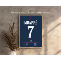 Kylian Mbapp PSG Jersey Poster (2023/24 Kit) | Minimalist Football Prints |  Wall Art | Soccer Shirts | Football Jersey