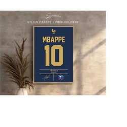 Kylian Mbapp France Jersey Poster (2023/24 Kit) | Minimalist Football Prints |  Wall Art | Soccer Shirts | Football Jers