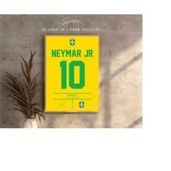 Neymar Jr Brazil Jersey Poster (2023/24 Kit) | Minimalist Football Prints |  Wall Art | Soccer Shirts | Football Jersey