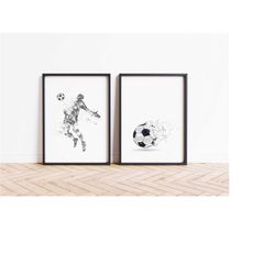 Set of 2 Football Prints, Gift for Teenager, Teen Bedroom Decor, Student Room Decor, Football Wall Art, Football Fan Gif