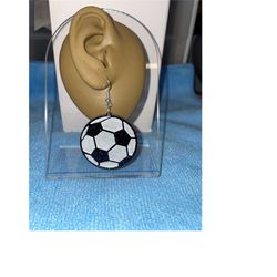 Soccer ball earrings.  Black glitter acrylic.