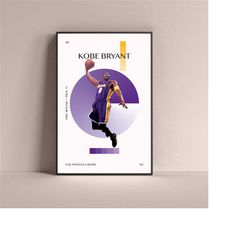Kobe Bryant Poster, Los Angeles Lakers Art Print Minimalist Basketball Wall Decor For Home Living Kids Game Room Gym Bar