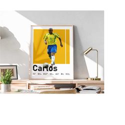 Printable Roberto Carlos Poster, Football Prints, Brazilian Soccer