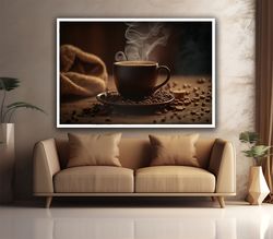 Hot coffee canvas decor, cafe wall decor, coffee grains wall art, cafe wall art, kitchen wall decor.jpg