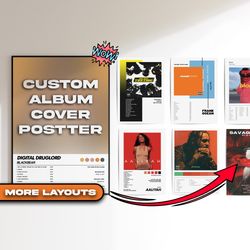 Create your own custom album cover poster - Personalized gift for him of her, Minimalist album cover poster, Custom wall