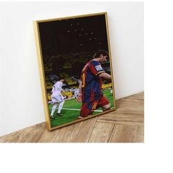 Lionel Messi Cristiano Ronaldo, Football Wall Decor, Man Cave Printed, Messi Art Canvas, Ronaldo Art Canvas, Famous Post