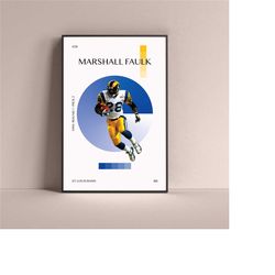 Marshall Faulk Poster, St. Louis Rams Art Print Minimalist Football Wall Decor For Home Living Kids Game Room Gym Bar Ma