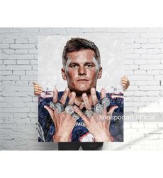 Tom Brady Rings Poster, Canvas Wrap, Football framed