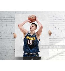 Nikola Joki Denver Poster, Canvas Wrap, Basketball framed
