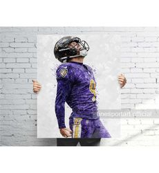 Justin Tucker Baltimore Poster, Canvas Wrap, Football framed