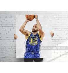 Stephen Curry Poster V2, Canvas Wrap, Basketball framed