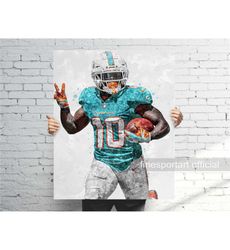 Tyreek Hill Miami Poster, Canvas Wrap, Football framed