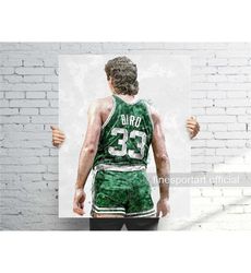 Larry Bird Boston Poster, Canvas Wrap, Basketball framed