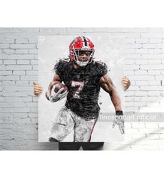 Bijan Robinson Atlanta Poster, Canvas Wrap, Football framed