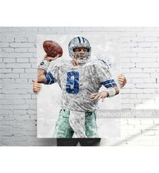 Troy Aikman Dallas Poster, Canvas Wrap, Football framed