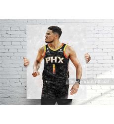 Devin Booker Phoenix Poster, Canvas Wrap, Basketball framed