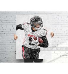 Drake London Atlanta Poster, Canvas Wrap, Football framed