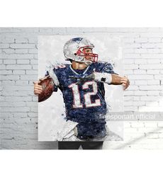 Tom Brady Patriots Poster, Canvas Wrap, Football framed
