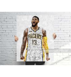 Paul George Indiana Poster, Canvas Wrap, Basketball framed